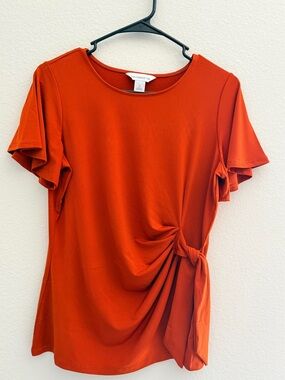 Liz Claiborne Rust Side-Tie Short Sleeve Top